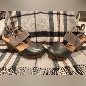 Free People Gray Leather Mules